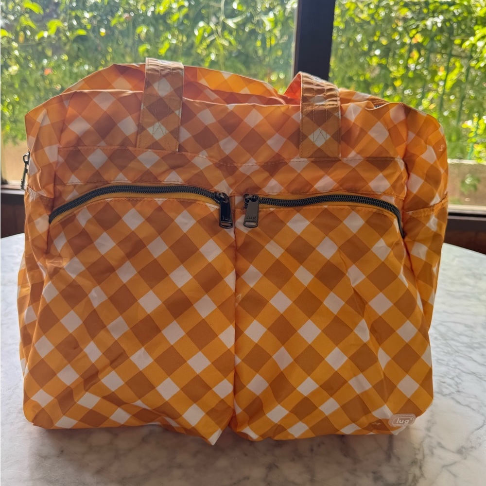 Lug Boxer Packable Duffel Bag in golden gingham - Picture 6 of 16
